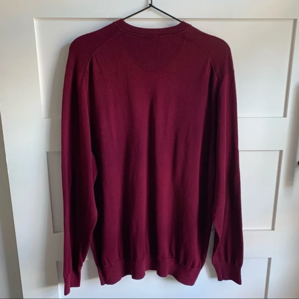 LACOSTE | GUC Maroon V-Neck Sweater Maroon Logo
